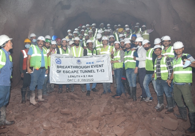 Northern Railway achieve a milestone of breaking through of Escape Tunnel T-13 in J&K