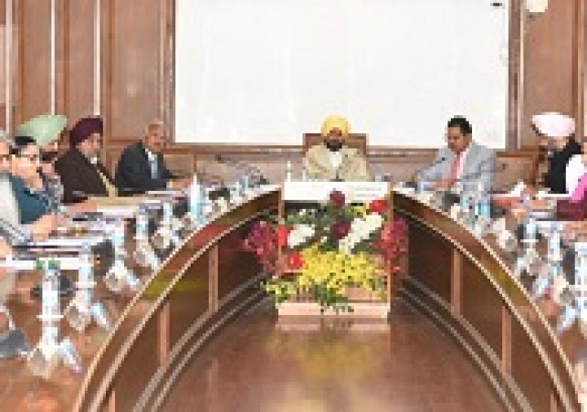 Punjab Chief Minister Charanjit Singh Channi chairing a Cabinet meeting at Punjab Bhawan