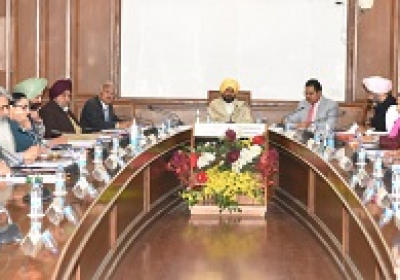 Punjab Chief Minister Charanjit Singh Channi chairing a Cabinet meeting at Punjab Bhawan