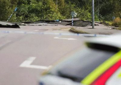 Highway collapse in Southwest Sweden